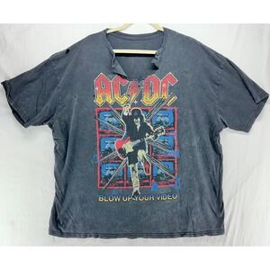 AC/DC Blow Up Your Video Vintage Tour Graphic T-Shirt Distressed Black XL